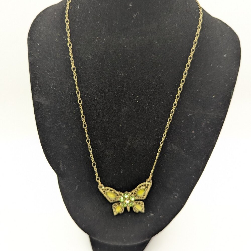 1928 Vintage Green Butterfly Necklace